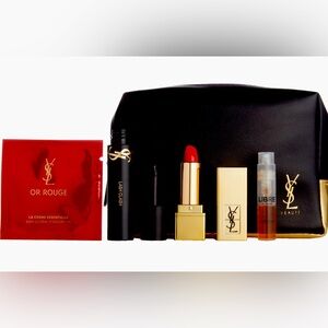 YSL beauty pouch and beauty items